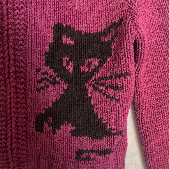Vintage Betsey Johnson Purple Cat Knit Cardigan Sweater - Picture 3 of 6